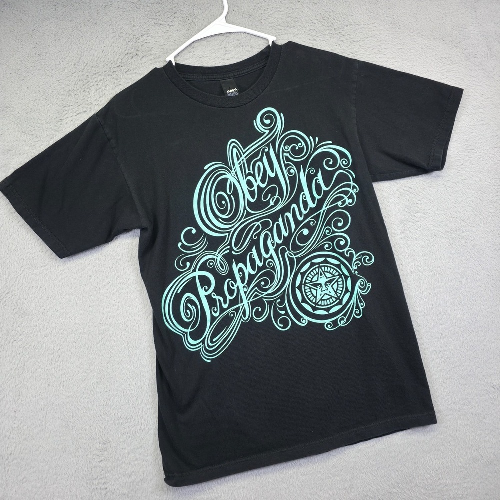 Obey Propaganda Shirt Mens M Black Graphics Print Rock Punk Skate Streetwear Tee
